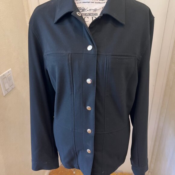 Women's Jones New York Sport Stretch Black Jacket with Silver Snaps Size 12 - Picture 3 of 3